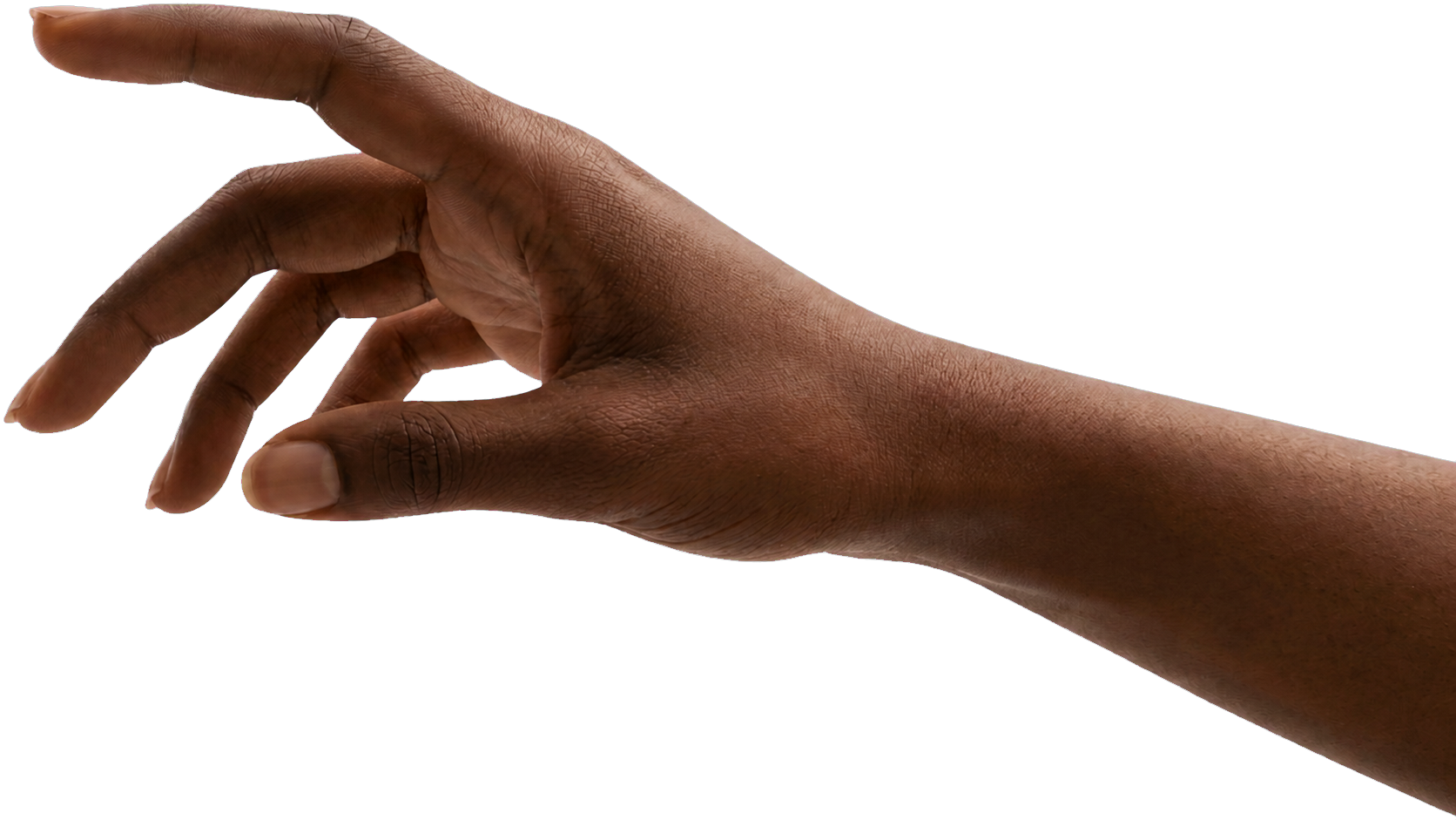 Black human hand reaching toward an intelligent system
